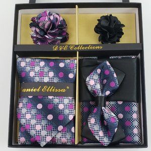 Daniel Ellis Black Purple Bow & Neck Tie 6 Set